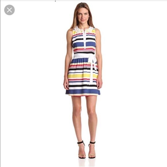 Kensie Dresses | Multi Stripe Collar Dress | L - Picture 1 of 7